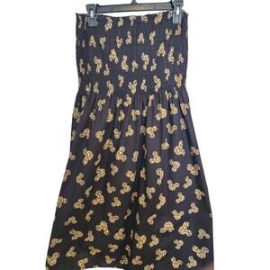 Walt Disneyland Resort Dress XL Black Leopard Mickey Strapless Shirred